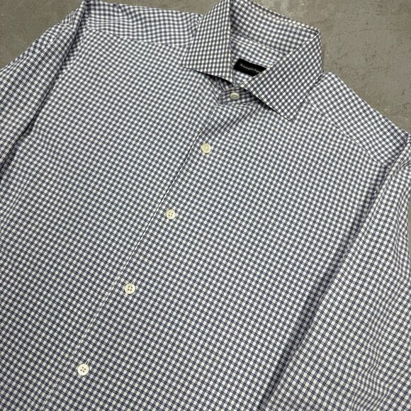 Ermenegildo Zegna Dress Shirt Check Textured Cotton Long Sleeve 15.5 Medium - Picture 2 of 10